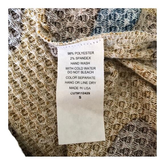 Bibi NWOT Pumpkin Blue Nutmeg Cheetah Long Sleeve Scoop Neck Top Small - Picture 6 of 14